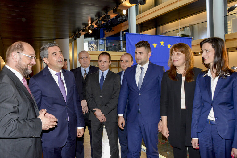 Photo 12 : Official visit of the President of Bulgaria to the European Parliament in Strasbourg - EP President welcomes President of Bulgaria