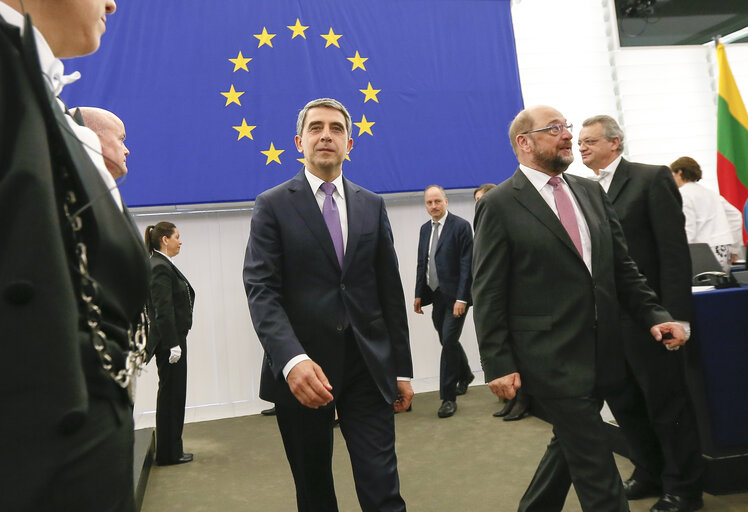 Fotó 30: Official visit of the President of Bulgaria to the European Parliament in Strasbourg. Formal address to the Plenary