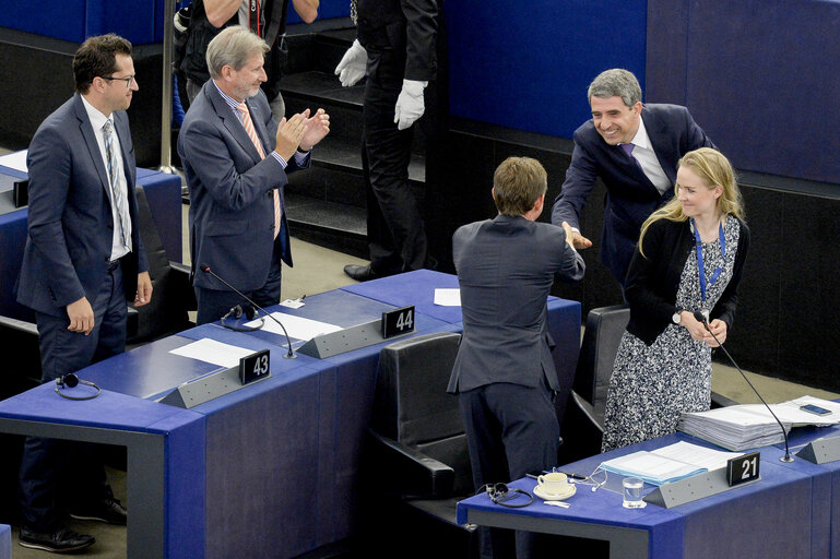 Valokuva 1: Official visit of the President of Bulgaria to the European Parliament in Strasbourg - Formal address to the Plenary