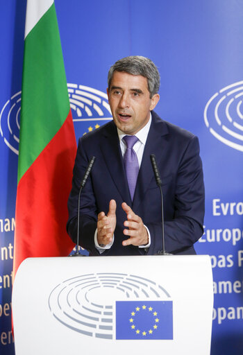 Fotó 2: Official visit of the President of Bulgaria to the European Parliament in Strasbourg - Press point