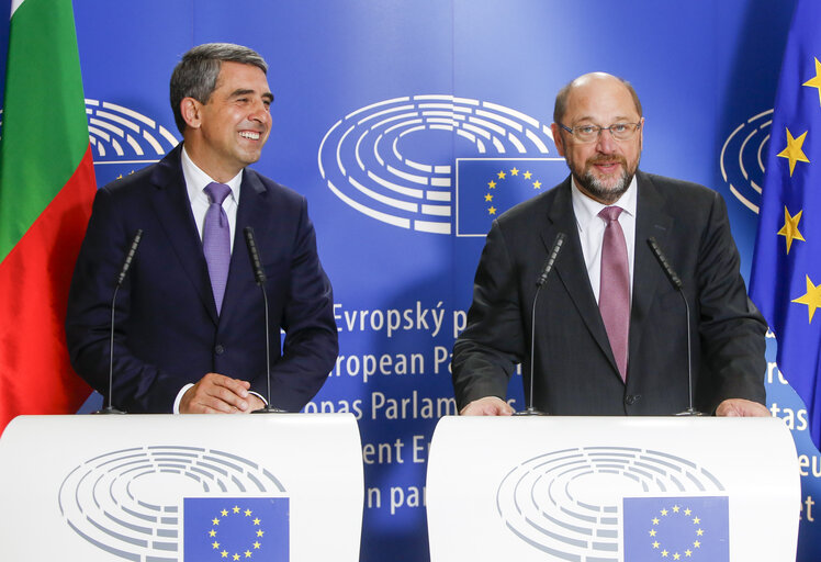 Fotó 11: Official visit of the President of Bulgaria to the European Parliament in Strasbourg - Press point