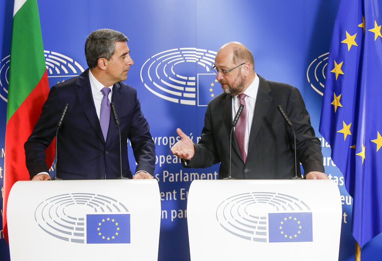 Fotó 12: Official visit of the President of Bulgaria to the European Parliament in Strasbourg - Press point