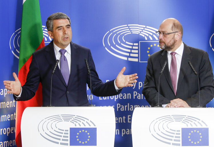 Fotó 8: Official visit of the President of Bulgaria to the European Parliament in Strasbourg - Press point