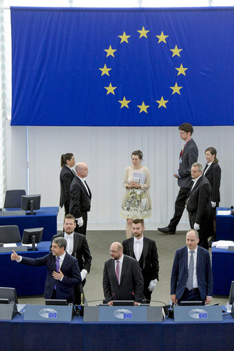 Valokuva 9: Official visit of the President of Bulgaria to the European Parliament in Strasbourg - Formal address to the Plenary