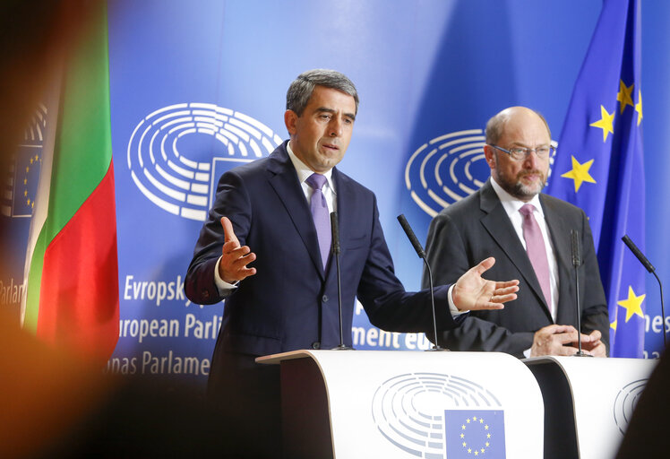 Fotó 4: Official visit of the President of Bulgaria to the European Parliament in Strasbourg - Press point