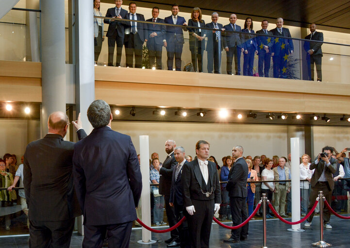 Photo 16 : Official visit of the President of Bulgaria to the European Parliament in Strasbourg - EP President welcomes President of Bulgaria