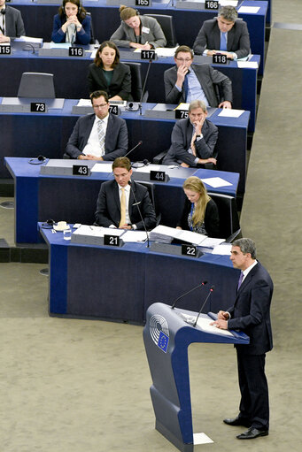 Valokuva 5: Official visit of the President of Bulgaria to the European Parliament in Strasbourg - Formal address to the Plenary