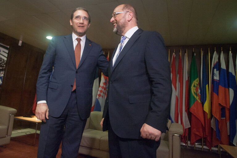 Fotagrafa 2: Official visit by Martin SCHULZ - EP President to Lisbon, Portugal . Meeting with leader of the Social Democratic Party of Portugal (EPP)