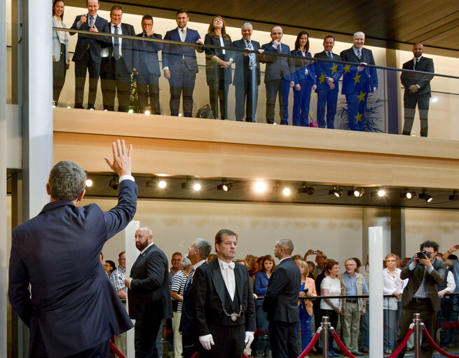 Photo 17 : Official visit of the President of Bulgaria to the European Parliament in Strasbourg - EP President welcomes President of Bulgaria