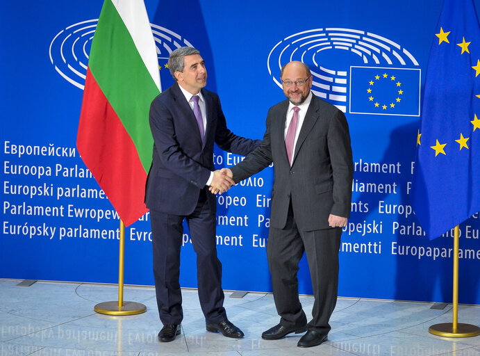 Photo 2 : Official visit of the President of Bulgaria to the European Parliament in Strasbourg - EP President welcomes President of Bulgaria