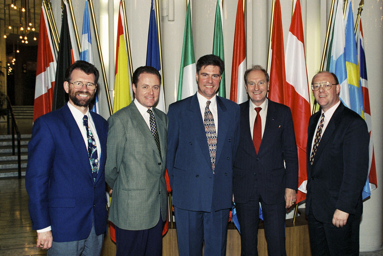 UK Labour Party MEPs posing at the EP in Brussels