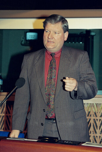 Fotografie 2: Des GERAGHTY in plenary session in Strasbourg, april 1994