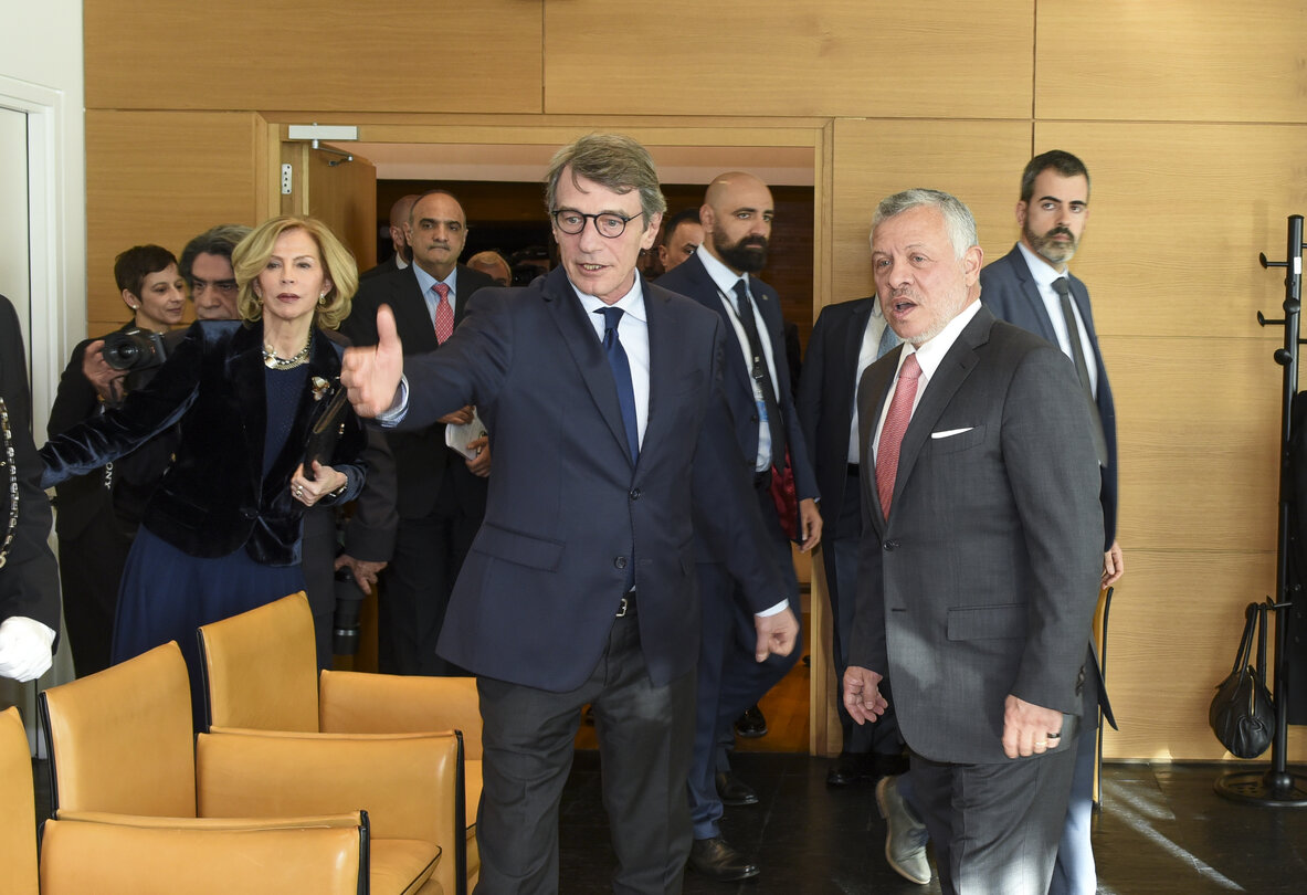 David SASSOLI, EP President welcomes His Majesty King Abdullah II, King of the Hashemite Kingdom of Jordan- Bilateral meeting