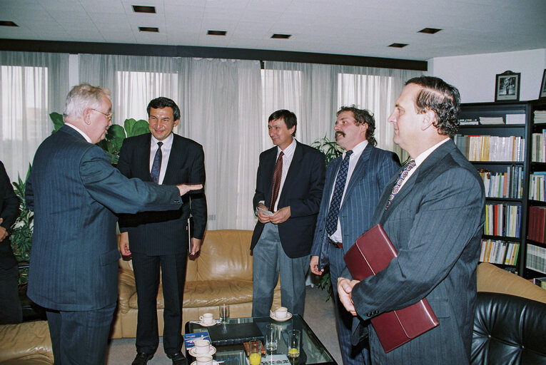 EP President meets with a guest in his office in Brussels in September 1992