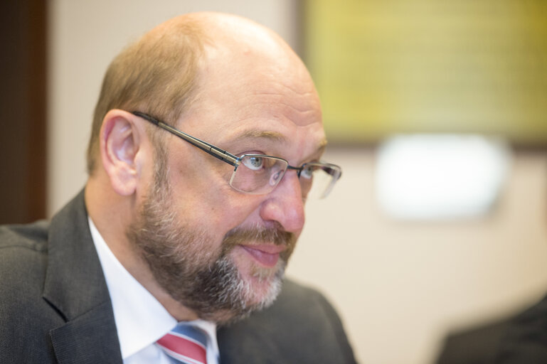 Снимка 7: Martin SCHULZ, during a conversation with Luxembourg Prime Minister, at the Court of Auditors in Luxembourg.