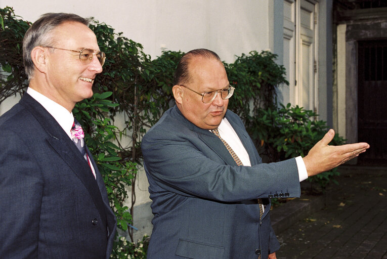 Jean Luc Dehaene meeting Klaus HANSCH EP president in his first minister's residence