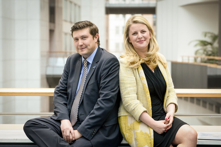 Photo 6 : MEPs Emma McCLARKIN and Andrew LEWER in Brussels