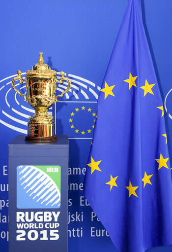 The Rugby Word Cup Trophy stopped at the European Parliament in Strasbourg on its World Tour