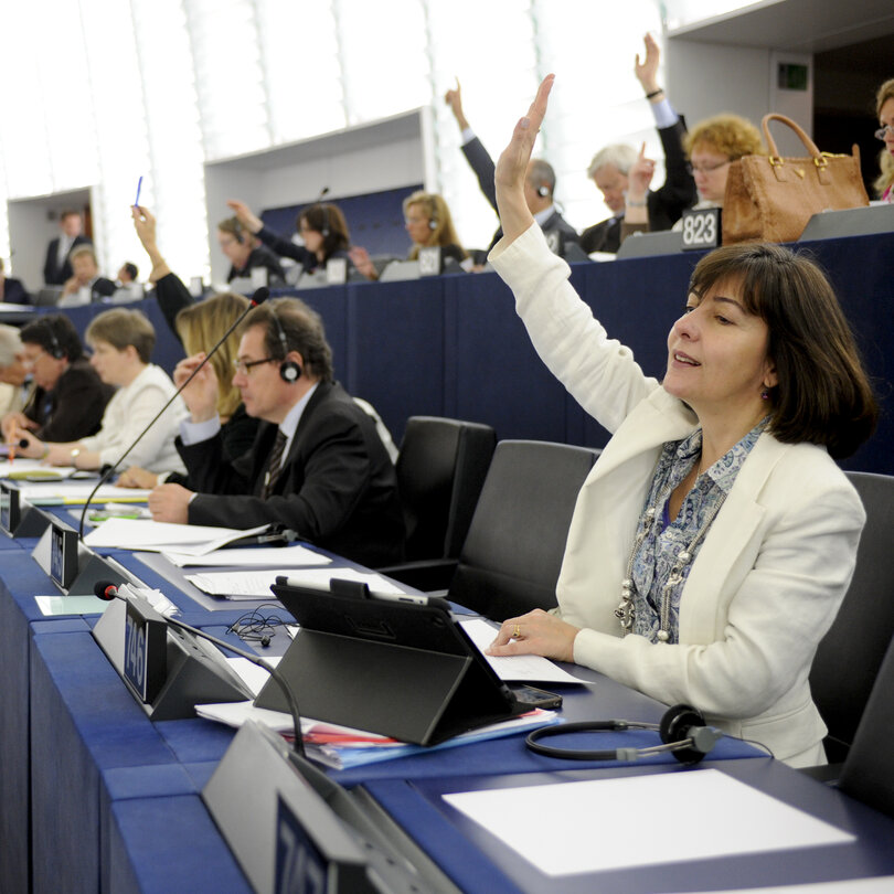 MEP Maria do Ceu PATRAO NEVES voting in plenary session