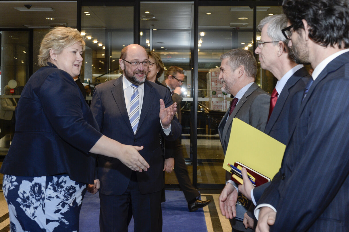 Martin SCHULZ - EP President meets with Erna SOLBERG, Prime Minister of Norway