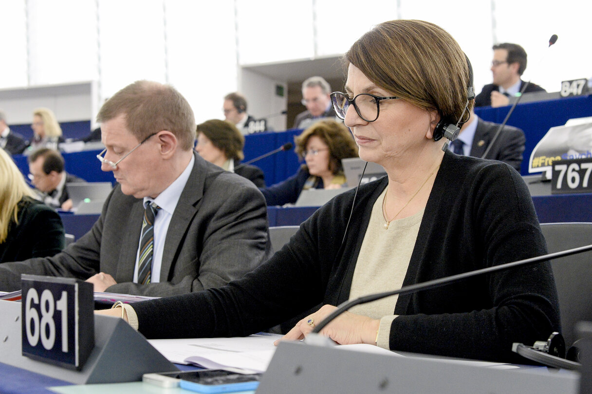 Julia PITERA in plenary session week 10 2016 in Strasbourg