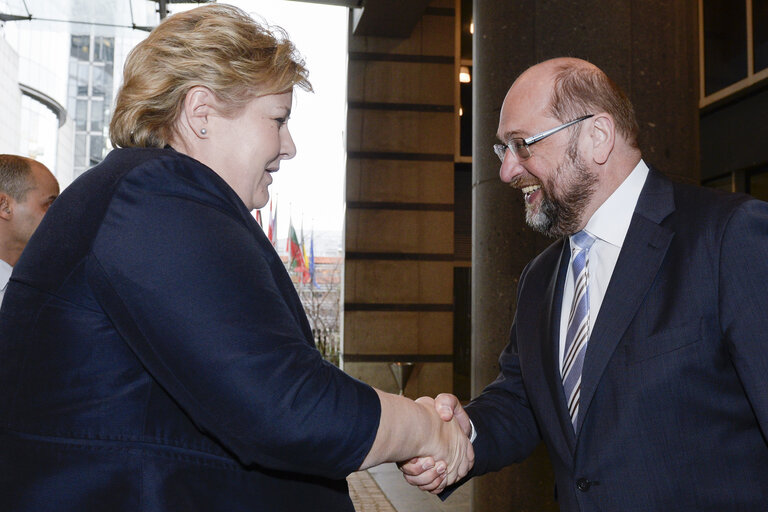 Fotografija 2: Martin SCHULZ - EP President meets with Erna SOLBERG, Prime Minister of Norway