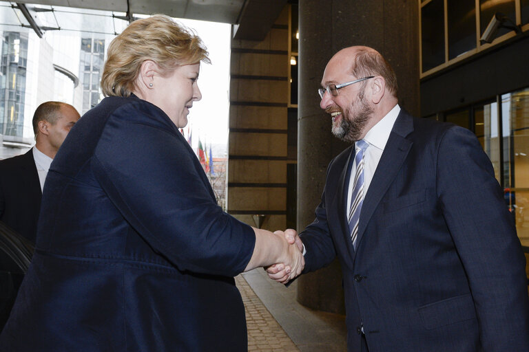 Fotografia 4: Martin SCHULZ - EP President meets with Erna SOLBERG, Prime Minister of Norway