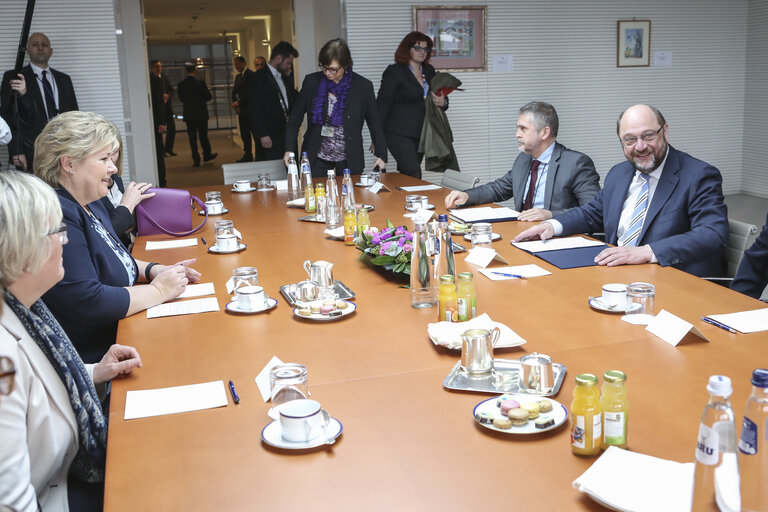 Fotografi 4: Martin SCHULZ - EP President meets with Erna SOLBERG, Prime Minister of Norway