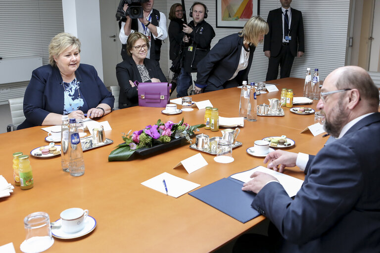 Foto 5: Martin SCHULZ - EP President meets with Erna SOLBERG, Prime Minister of Norway