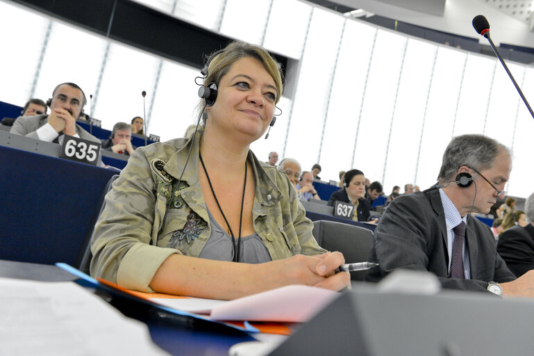 Photo 3: MEP Isabelle THOMAS in Plenary Session in Strasbourg