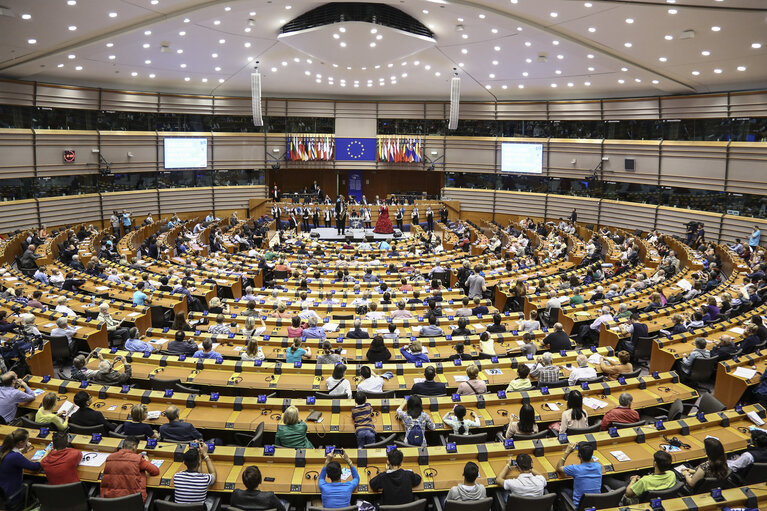 Europe Day 2016 in Brussels. The European  Parliament opens its doors to the public - Opening session