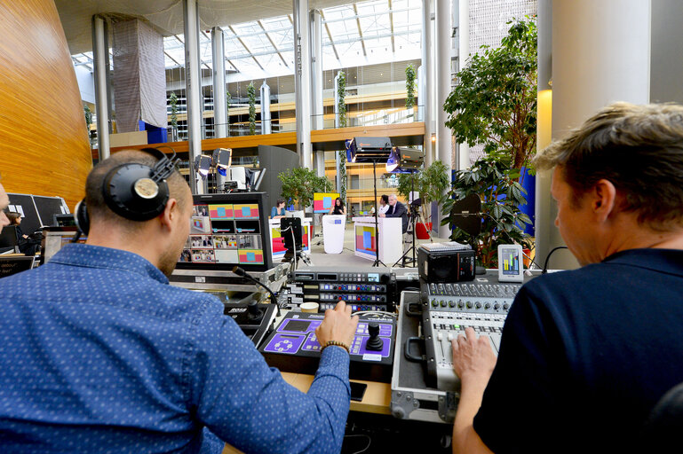 France 3 live emission from the Vox Box in the European Parliament during the EYE 2016 in Strasbourg