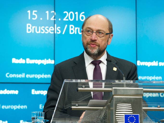 Fotografija 5: Press Conference of Martin SCHULZ - EP President at the European Council