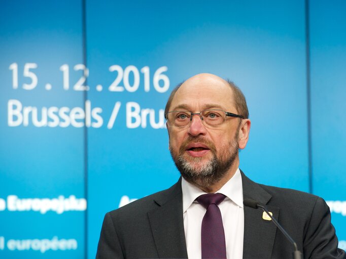 Foto 6: Press Conference of Martin SCHULZ - EP President at the European Council