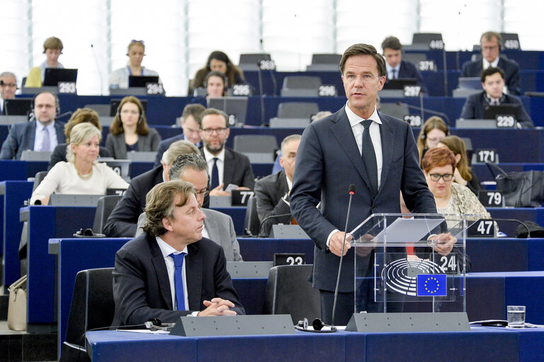 Official visit of Dutch Prime Minister to the European Parliament in Strasbourg. Review of the Dutch Presidency.