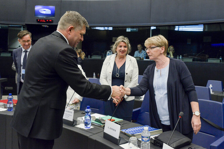 Fotografija 7: Official visit of Slovak Prime Minister to the European Parliament in Strasbourg. Conference of Presidents in the presence of the Slovak Prime Minister