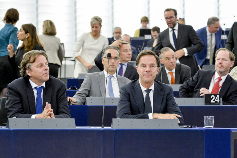 Official visit of Dutch Prime Minister to the European Parliament in Strasbourg. Review of the Dutch Presidency.