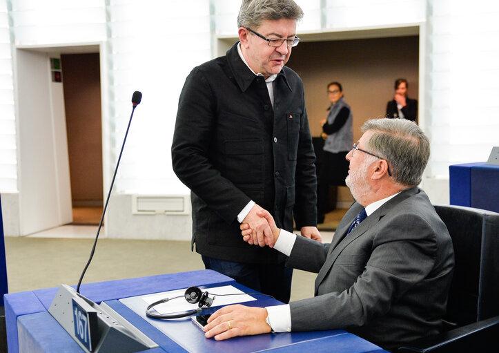 Fotografi 6: Alain VIDALIES, french Minister of transport, in plenary session week 47 2016 in Strasbourg