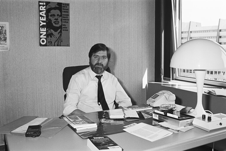 MEP Michael J. HINDLEY in his office in Strasbourg