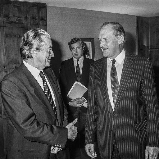 Lord Henry PLUMB - EP President receives a guest at the European Parliament