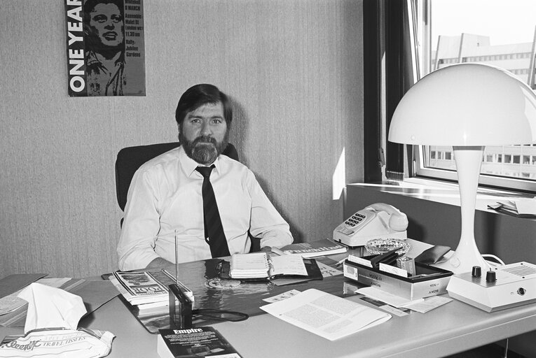 MEP Michael J. HINDLEY in his office in Strasbourg