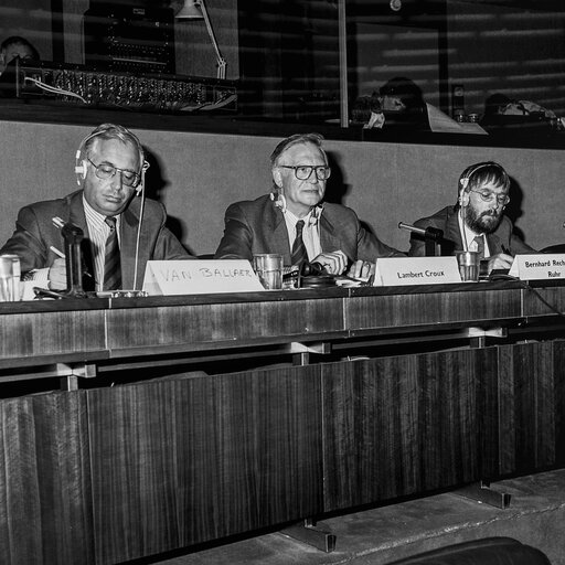 Foto 2: MEP Lambert CROUX chairs a meeting at the European Parliament