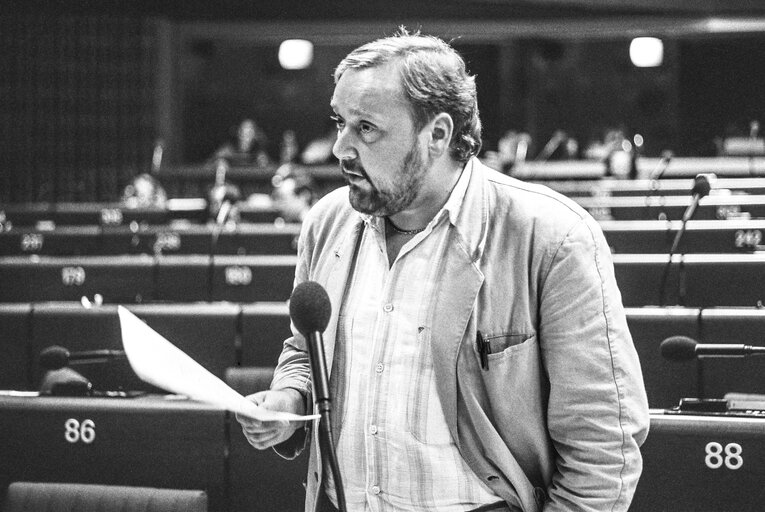 Portrait of MEP John IVERSEN during the plenary session at the European Parliament