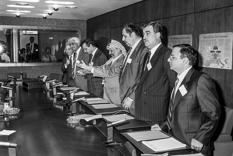 Fotografia 6: Oficial visit of Yasser ARAFAT to the European Parliament. Meeting with Karolos PAPOULIAS