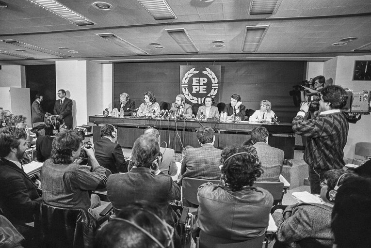 Press point at the European Parliament in Brussels after the hearing of Judge Falcone