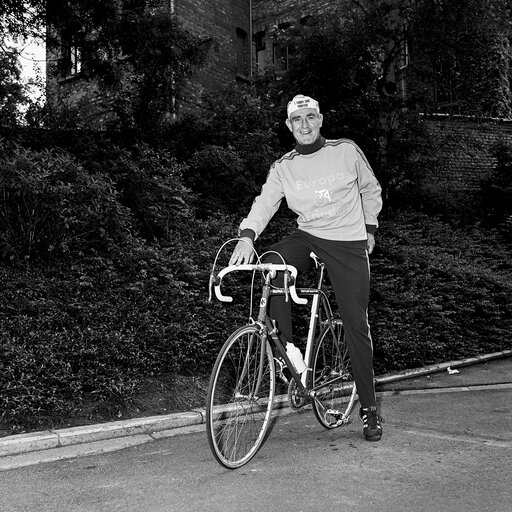 Dieter ROGALLA on his bicycle in June 1987, Europe without borders