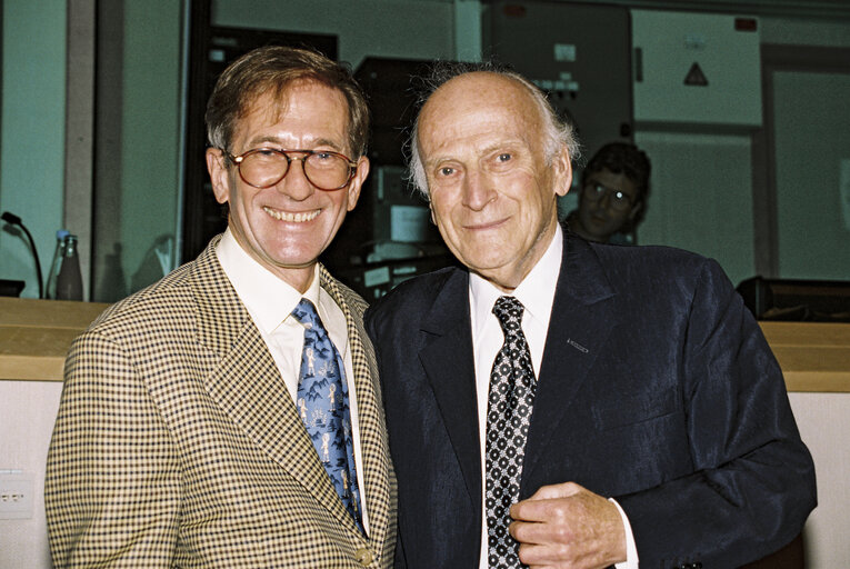 Meeting with Violonist Yehudi MENUHIN at the European Parliament  in Brussels