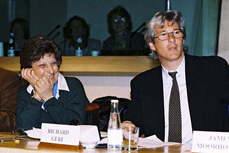 Famours actor Richard GERE at the EP in Brussels for a press conference on Tibet.