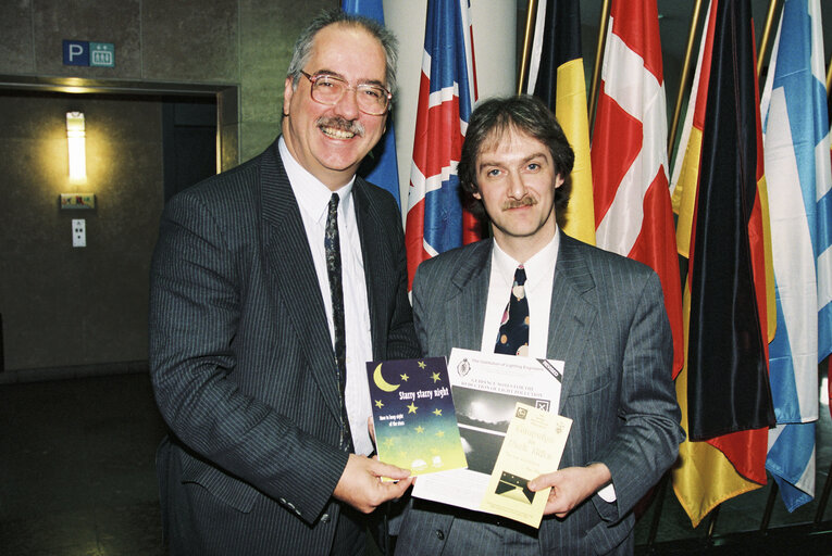 Photo 2: MEP Lyndon H.A. HARRISON and a member of the British Astronomical Association campaign against light pollution