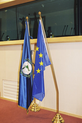 Fotografija 2: Flags of the Bi-annual Conference of the European Parliament and the Latin American Parliament